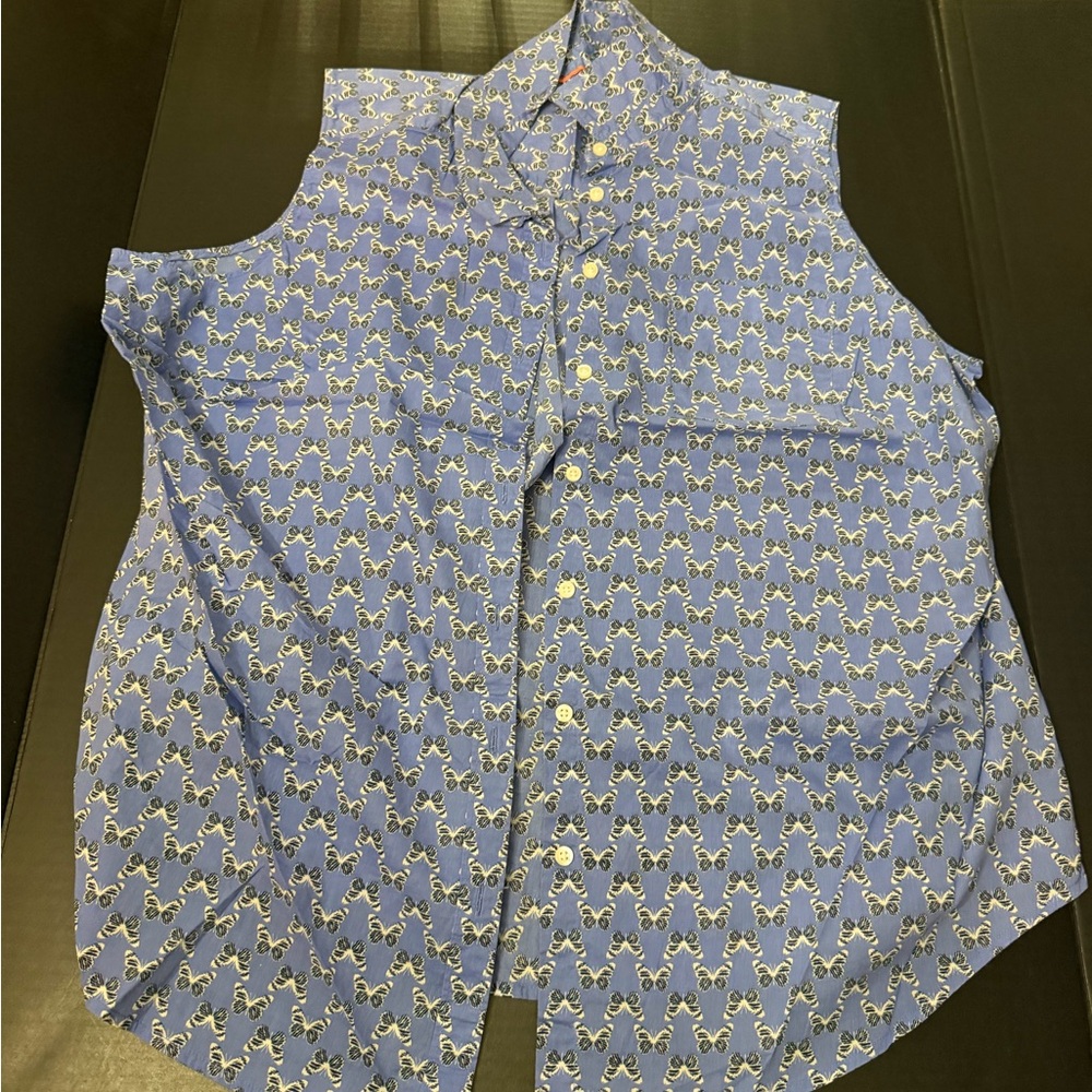 St. John's Bay Blue and White Patterned Blouse